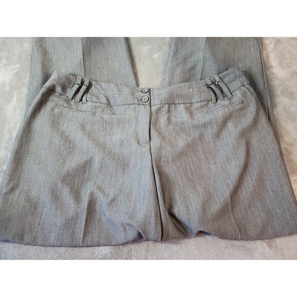 Cato Women Pants 22WP Petite Plus Wide Leg Gray Poly Blend Zip Fly GRA30E - Picture 3 of 9